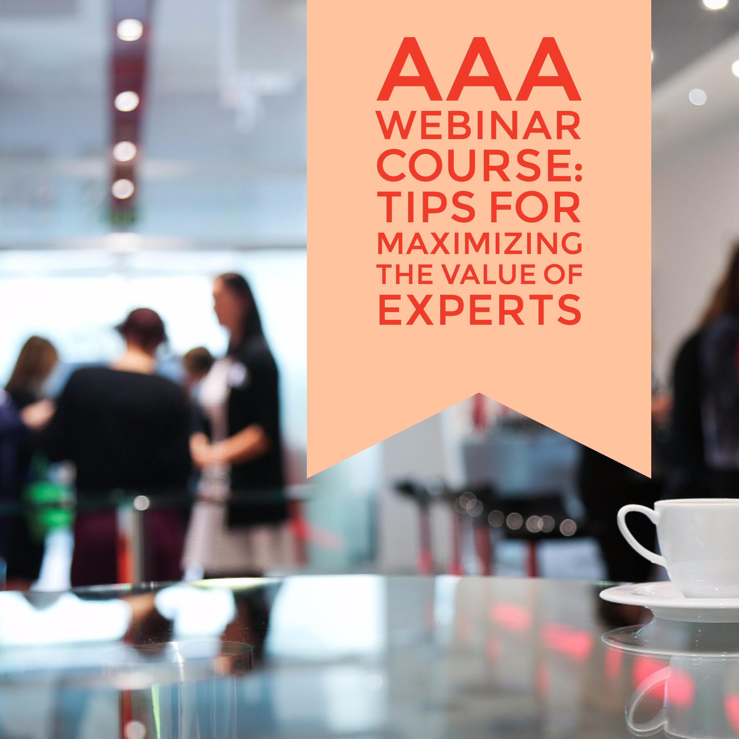AAA Webinar Course: Tips for Maximizing the Value of Experts